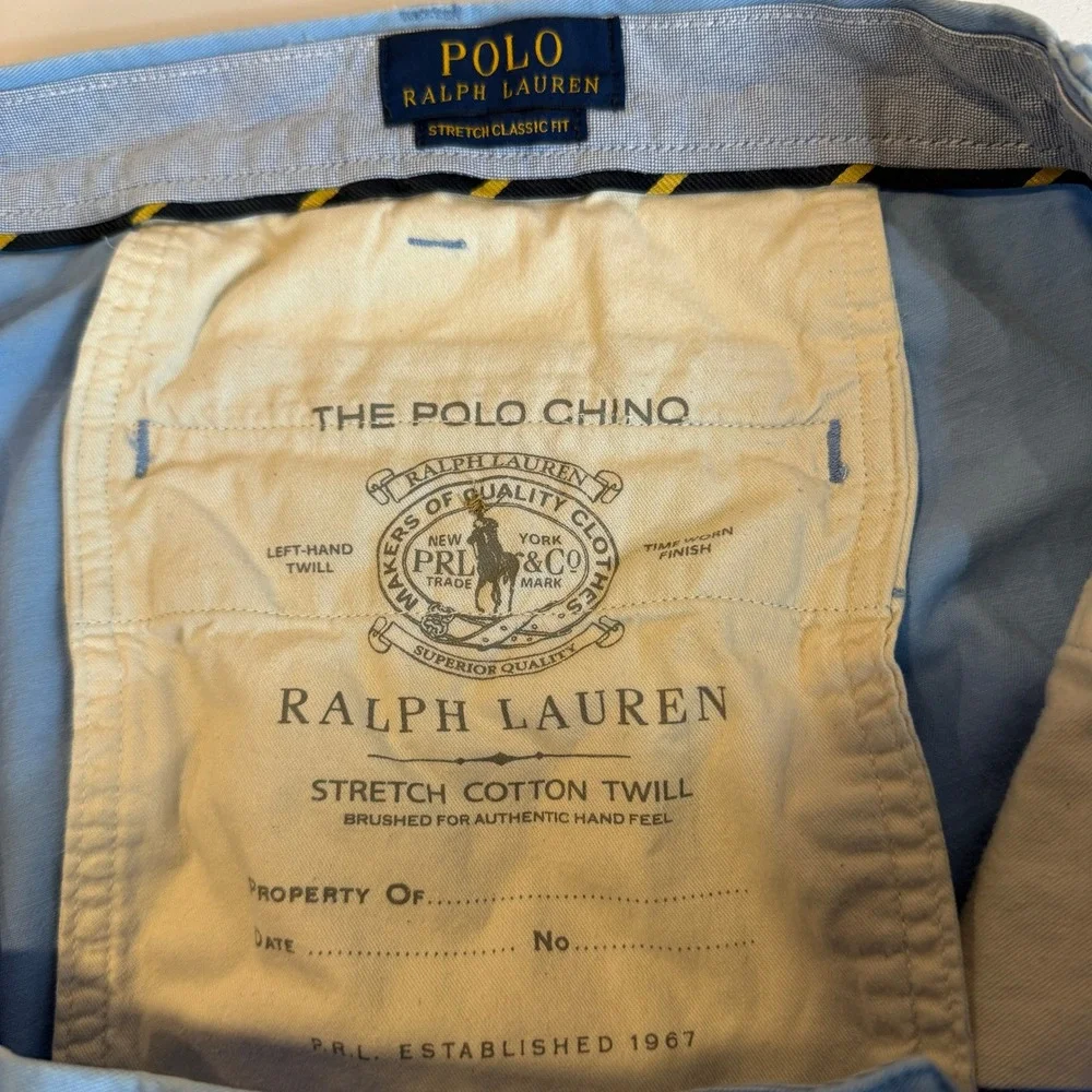 Polo Ralph Lauren Chino Shorts Mens 40‎ Blue Stretch Classic Fit Cotton Twill